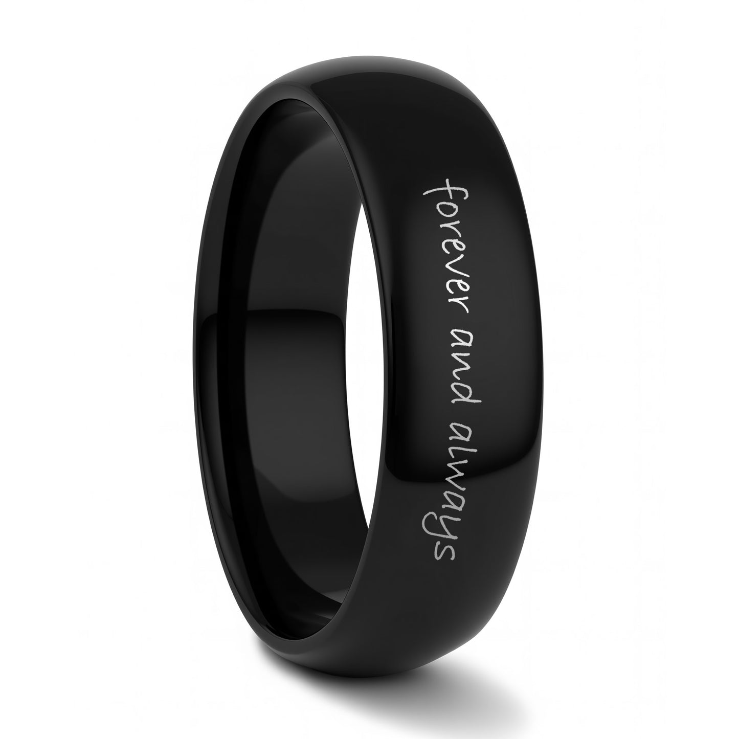 Custom Handwriting Engraved Domed Tungsten Men's Ring