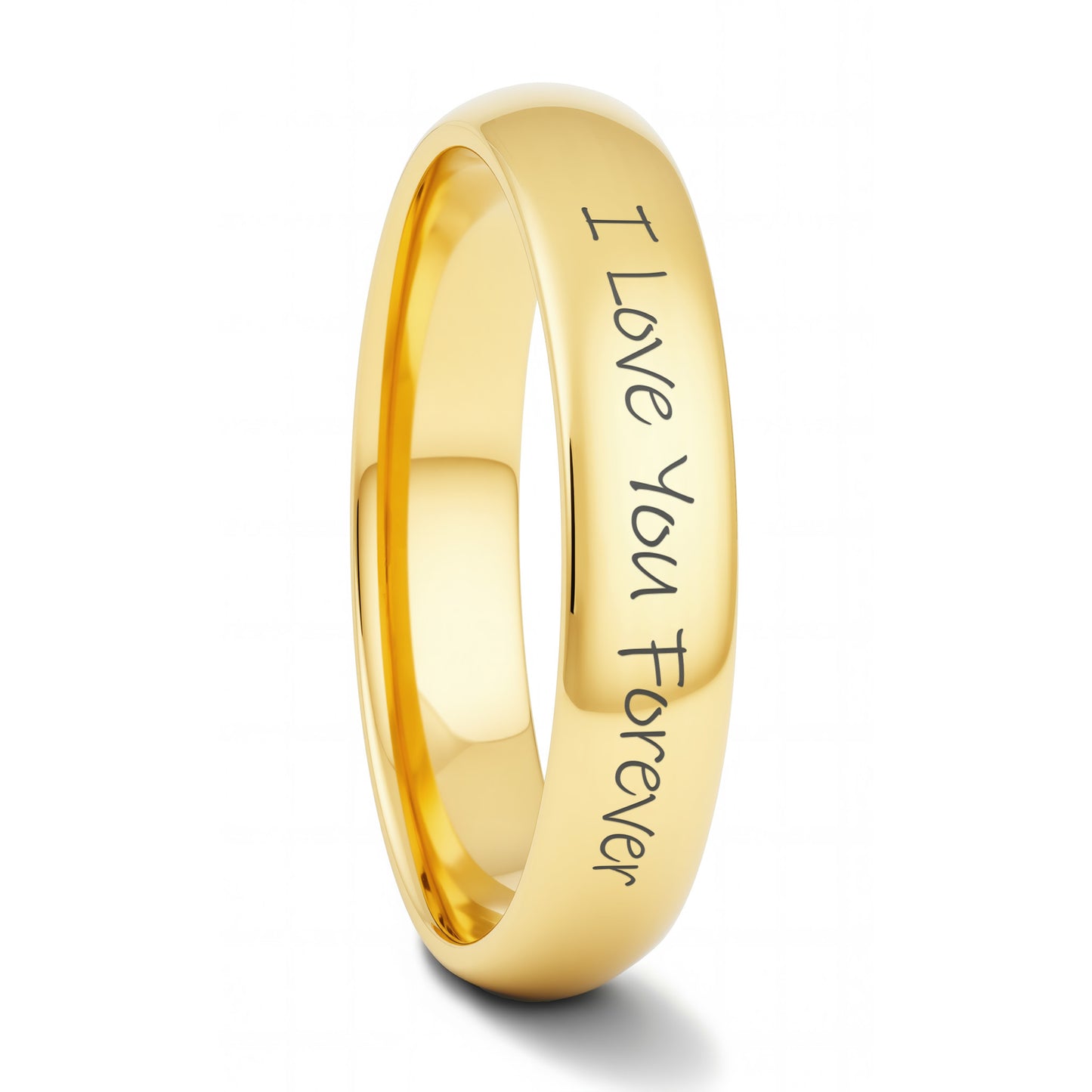 Custom Handwriting Engraved Domed Tungsten Men's Ring