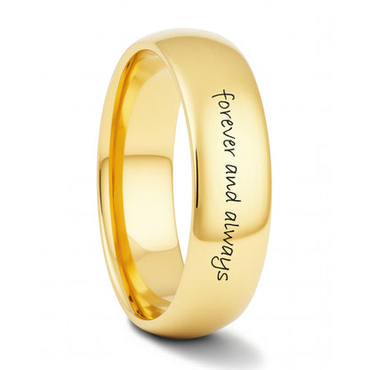 Custom Handwriting Engraved Domed Tungsten Men's Ring