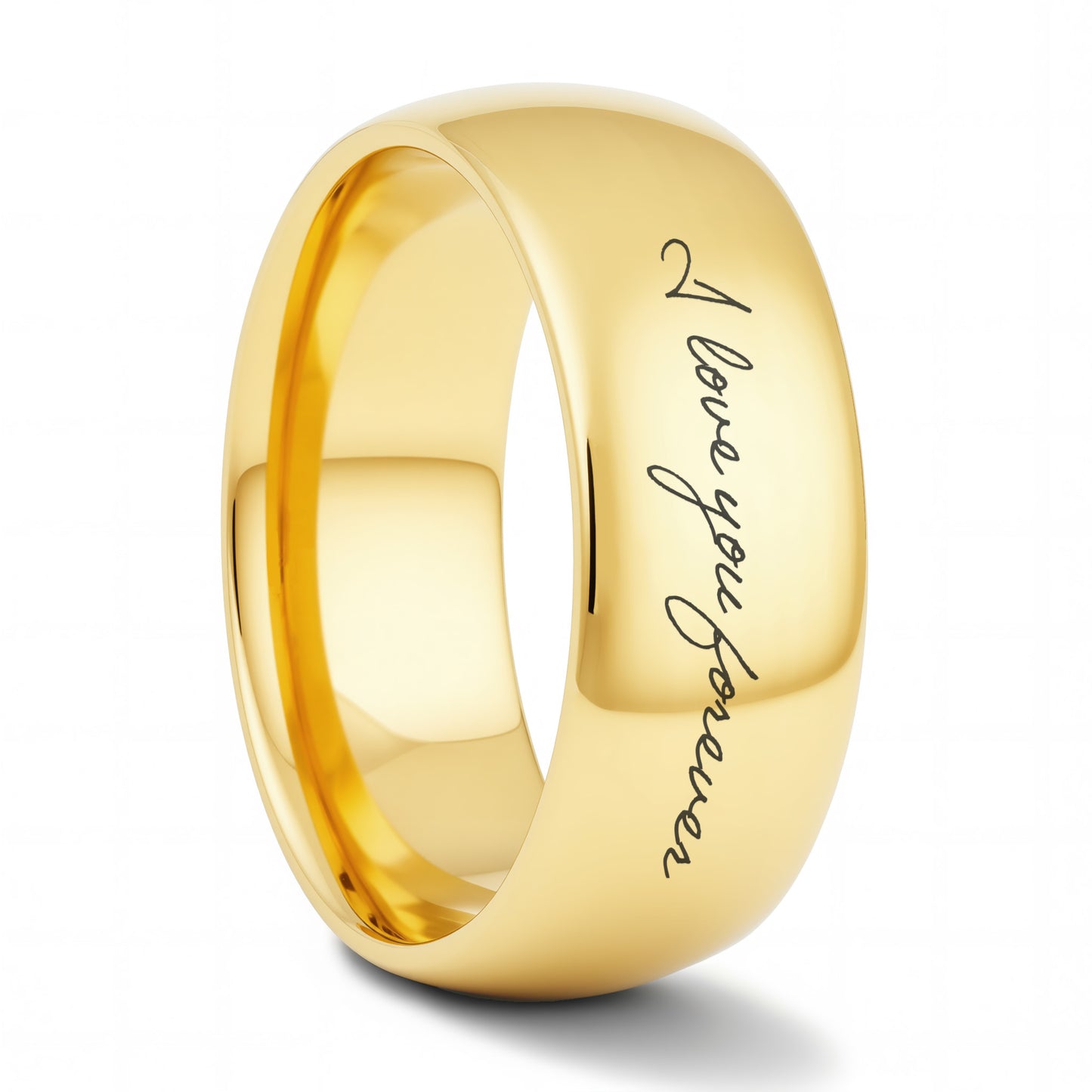 Custom Handwriting Engraved Domed Tungsten Men's Ring