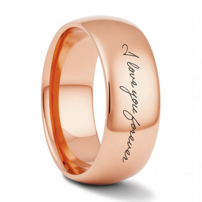 Custom Handwriting Engraved Domed Tungsten Men's Ring