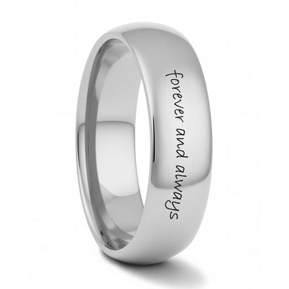 Custom Handwriting Engraved Domed Tungsten Men's Ring
