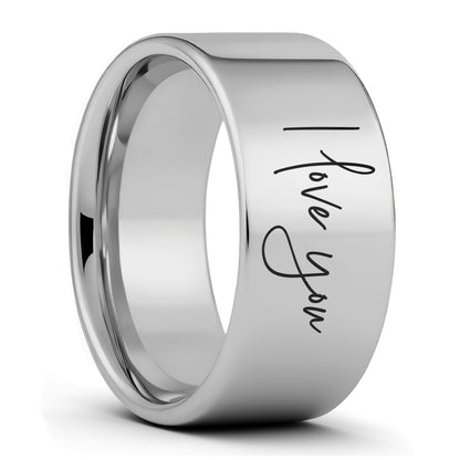 Custom Handwriting Tungsten Men's Ring