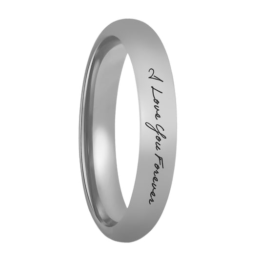 Custom Handwriting Engraved Domed Tungsten Women's Ring