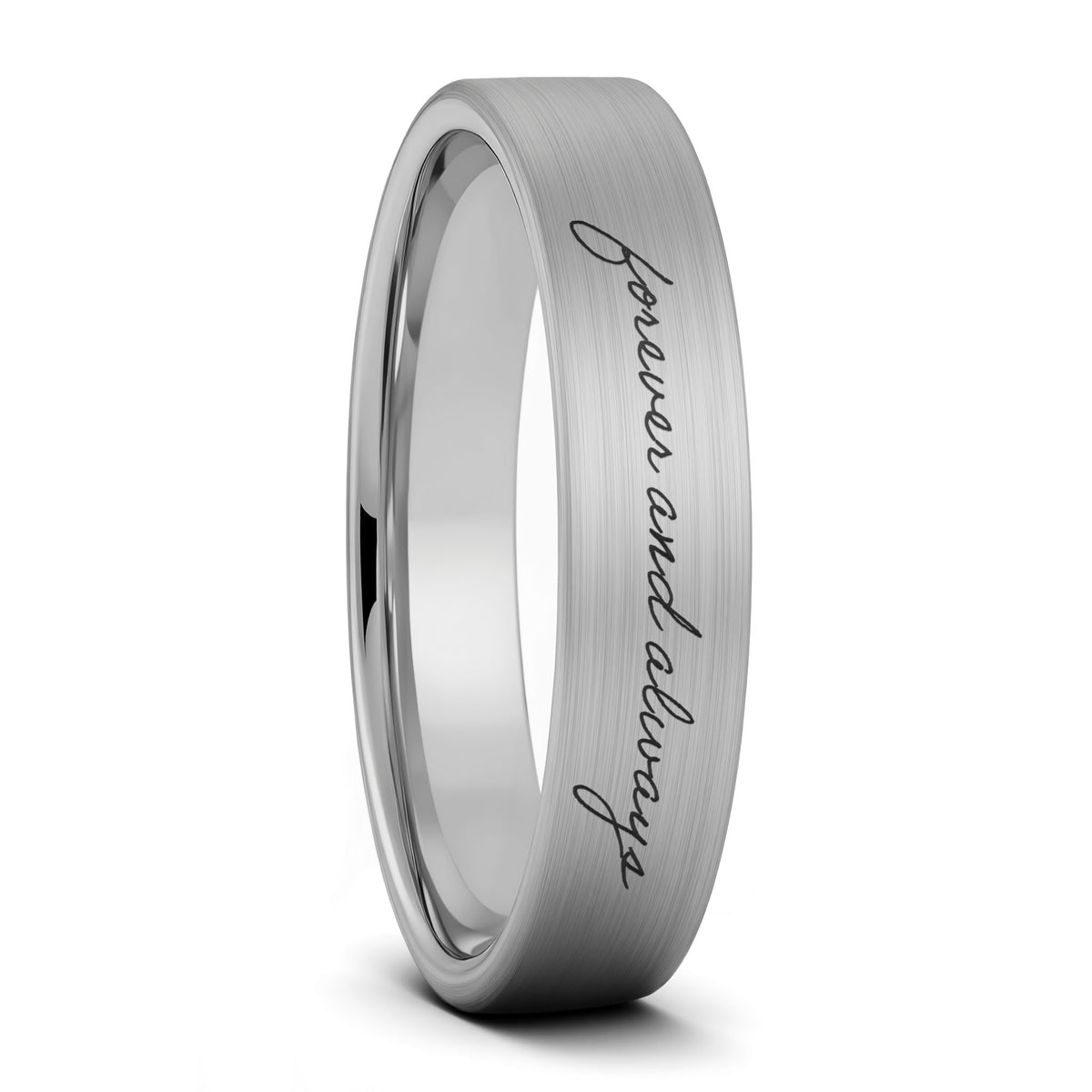 Custom Handwriting Brushed Tungsten Men's Ring
