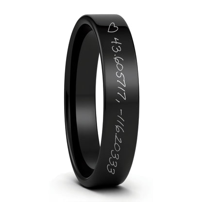 Custom Handwritten Coordinates Tungsten Men's Ring