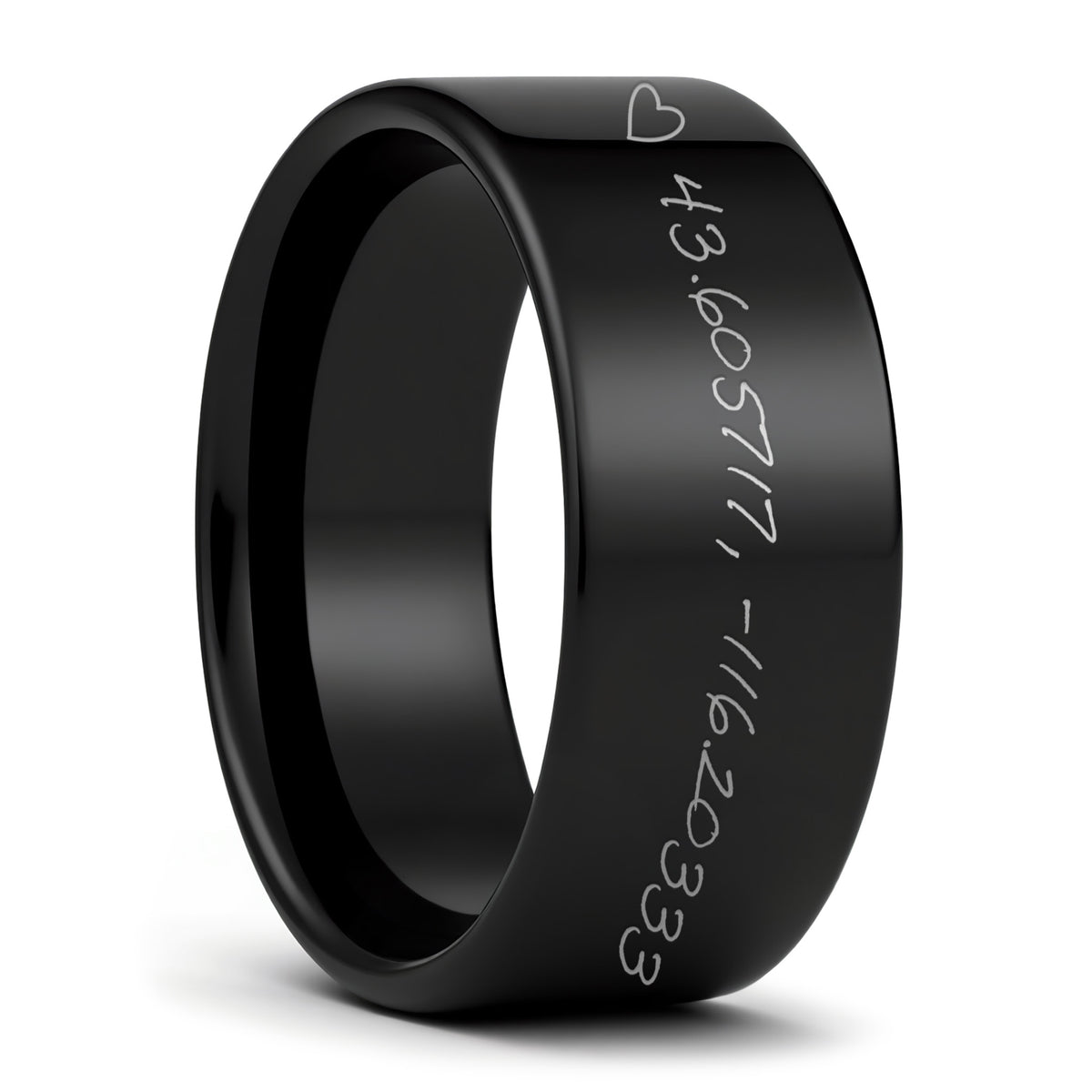 Custom Handwritten Coordinates Tungsten Men's Ring