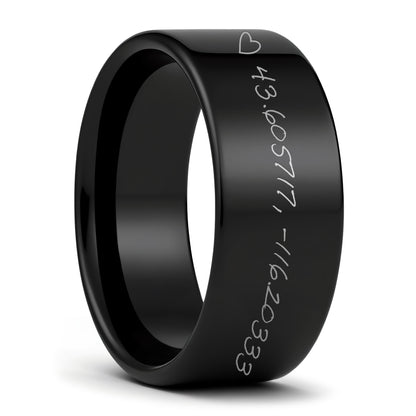 Custom Handwritten Coordinates Tungsten Men's Ring