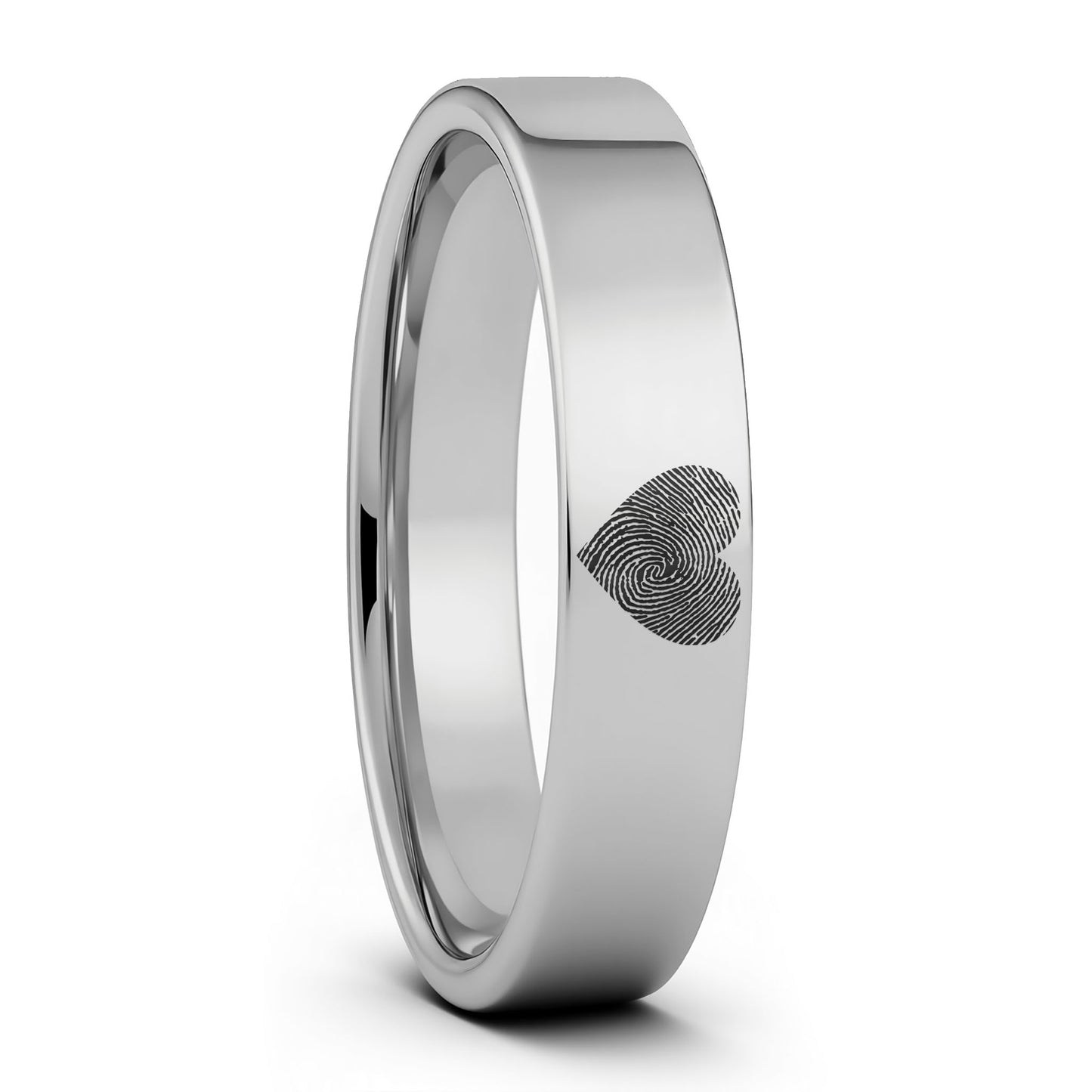 Custom Heart Fingerprint Tungsten Women's Ring