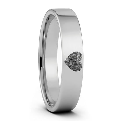 Custom Heart Fingerprint Tungsten Women's Ring