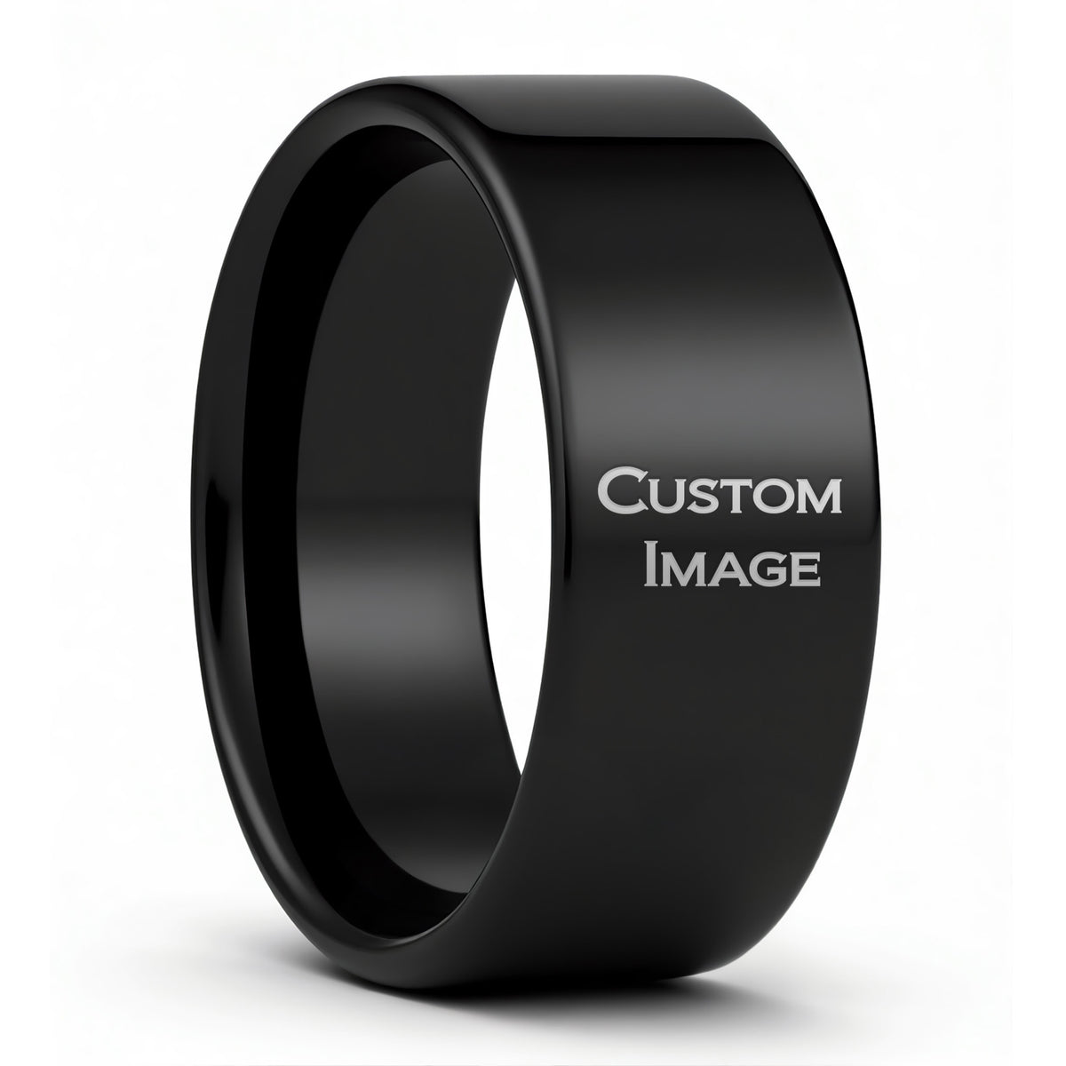 Bague pour hommes en tungstène gravé avec image personnalisée