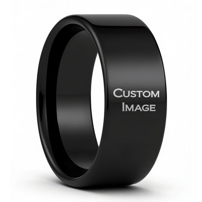 Bague pour hommes en tungstène gravé avec image personnalisée