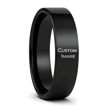 Custom Image Engraved Tungsten Men's Ring