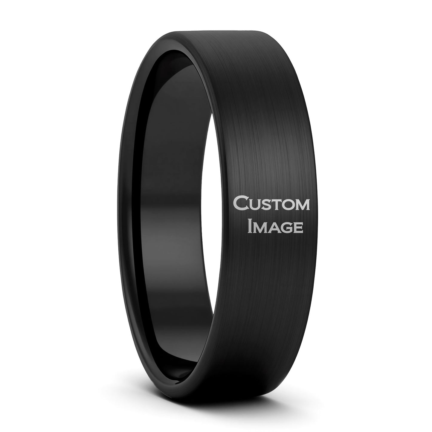 Custom Image Engraved Brushed Tungsten Men's Ring