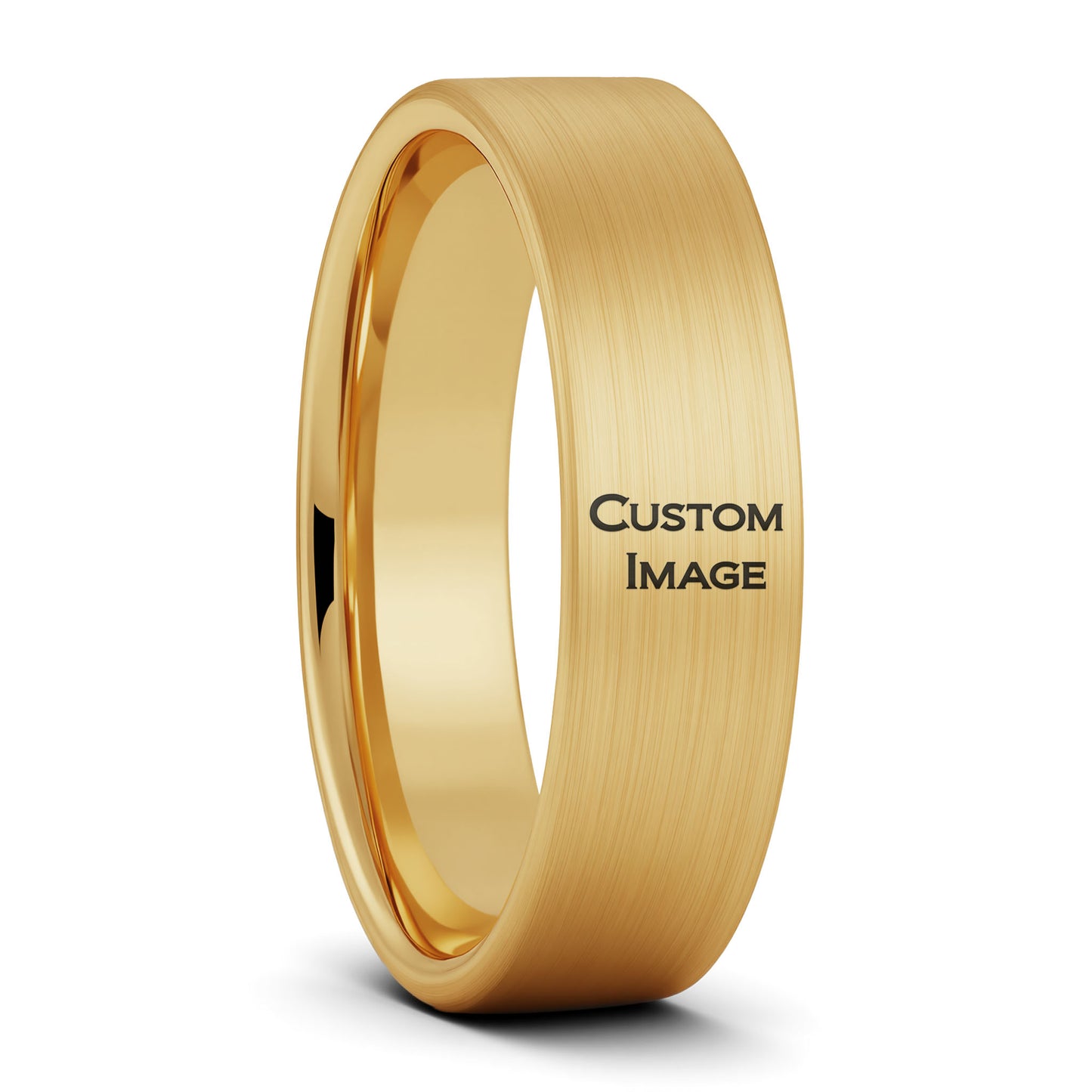 Custom Image Engraved Brushed Tungsten Men's Ring