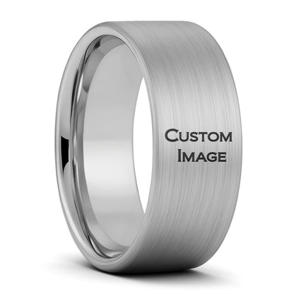 Custom Nerdy Engraved Brushed Tungsten Men's Ring