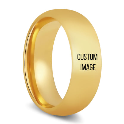 Custom Image Engraved Domed Tungsten Ring