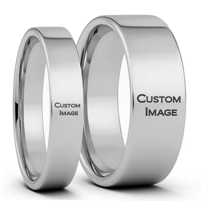 Custom Image Engraved Tungsten Couple's Matching Ring Set
