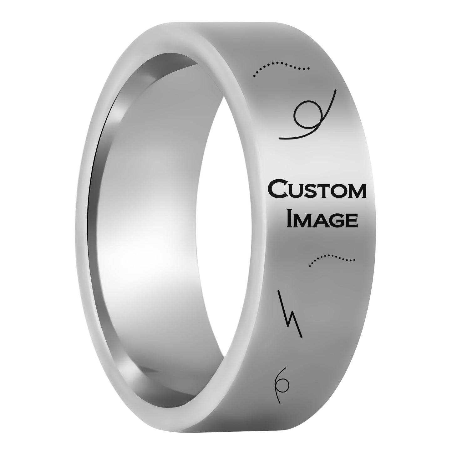 Custom Image Engraved Tungsten Men's Wedding Band