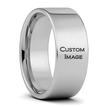 Bague pour hommes en tungstène gravé avec image personnalisée