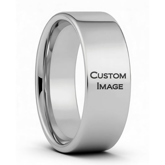 Custom Image Engraved Tungsten Men's Ring