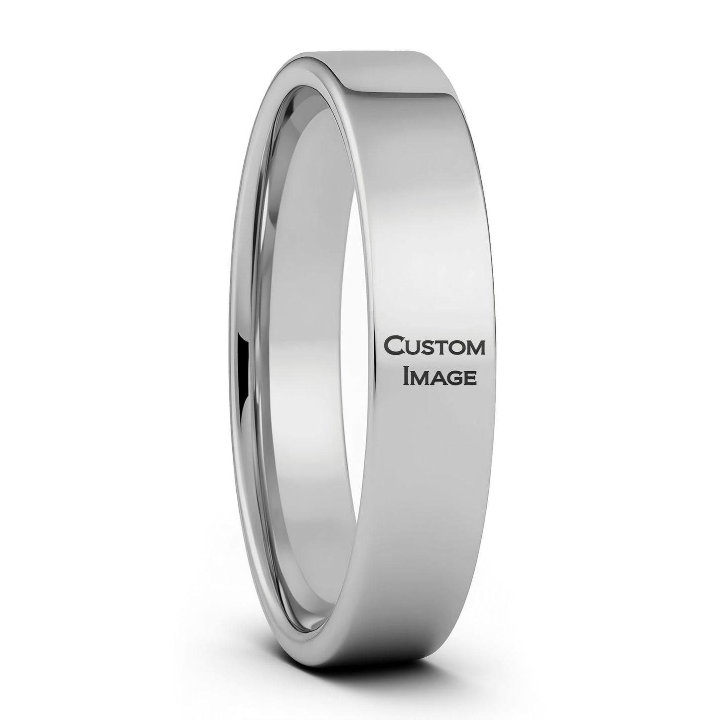 Bague pour femme en tungstène doré brossé gravée avec image personnalisée