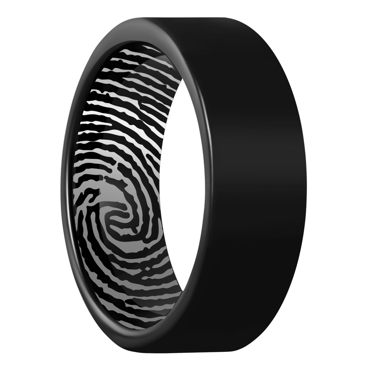 Custom Inside Fingerprint Black Tungsten Men's Ring