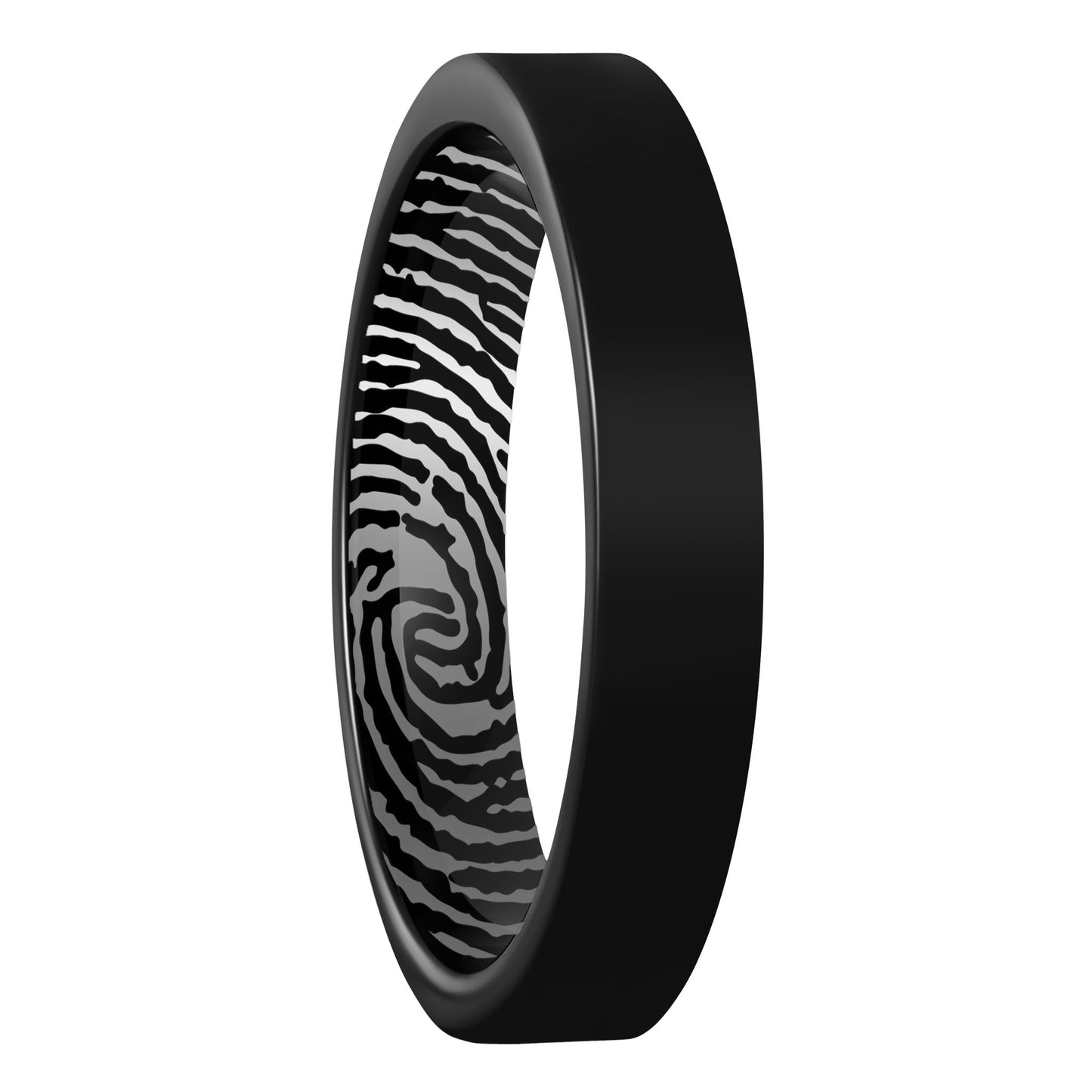 Custom Inside Fingerprint Black Tungsten Women's Ring