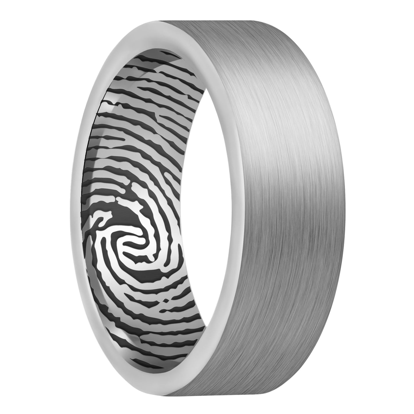 Custom Inside Fingerprint Brushed Tungsten Men's Ring