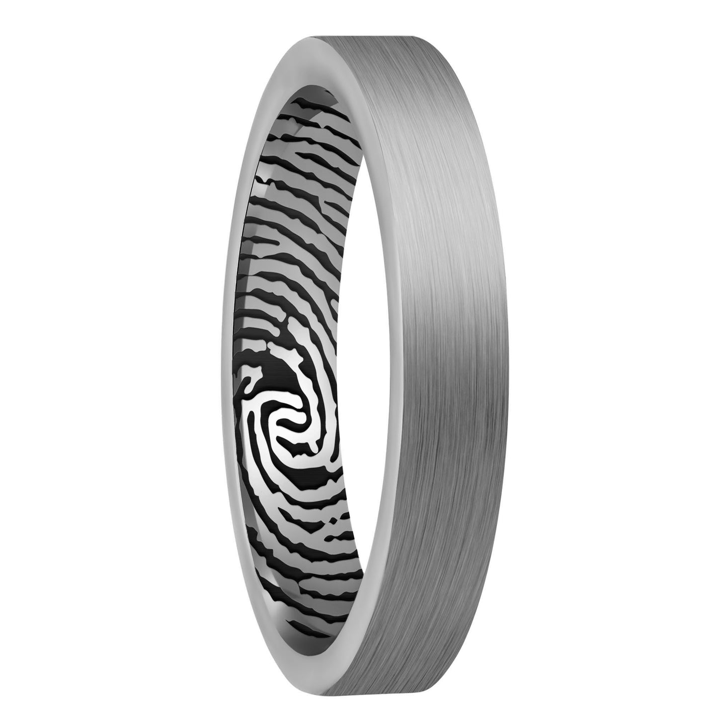 Custom Inside Fingerprint Brushed Tungsten Women's Ring