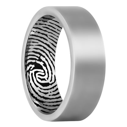 Bague pour hommes en tungstène à empreinte digitale intérieure personnalisée
