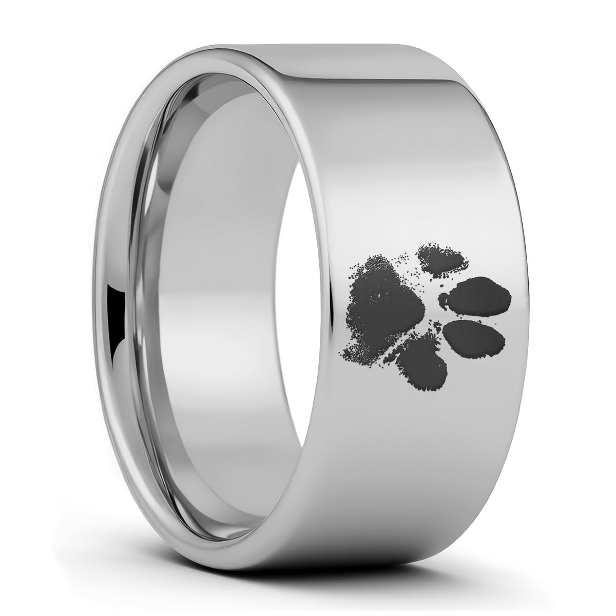 Bague pour hommes en tungstène à imprimé patte personnalisée