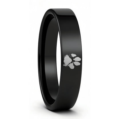 Custom Paw Print Tungsten Men's Ring
