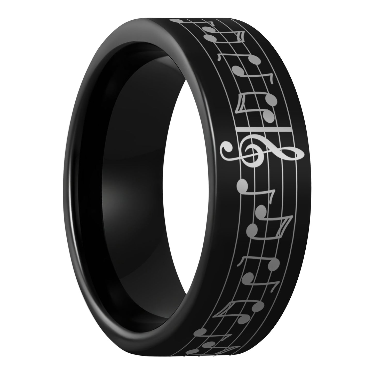 Custom Song Music Notes Black Tungsten Men's Ring