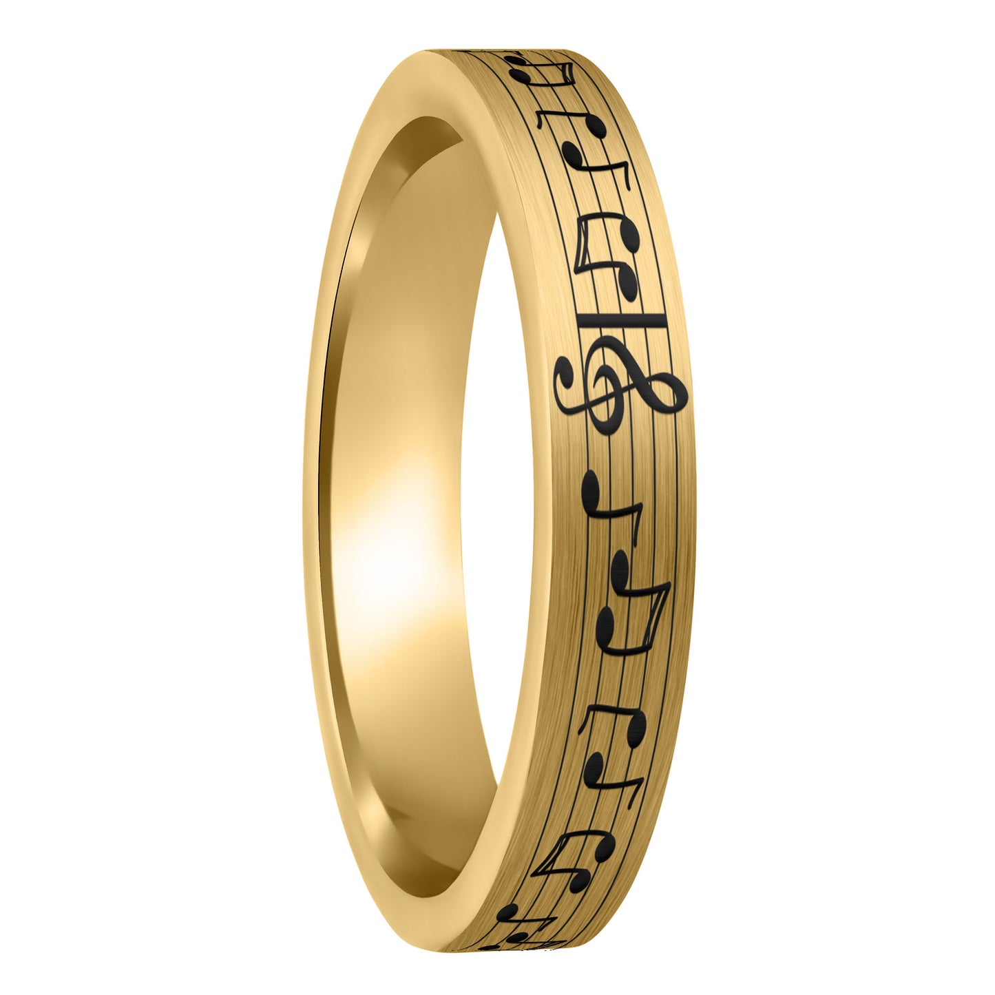 Custom Song Music Notes Brushed Gold Tungsten Women's Ring