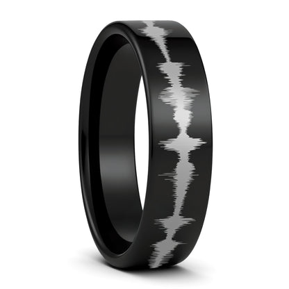 Custom Soundwave Tungsten Men's Ring