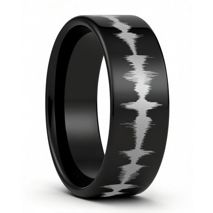 Custom Soundwave Tungsten Men's Ring