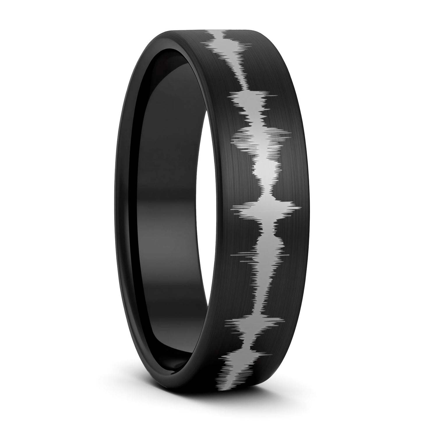 Custom Soundwave Brushed Tungsten Women's Ring
