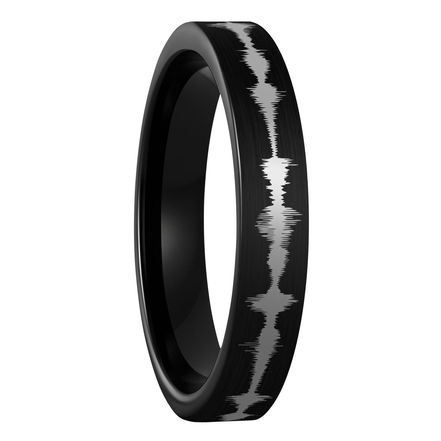 Custom Soundwave Brushed Black Tungsten Women's Ring