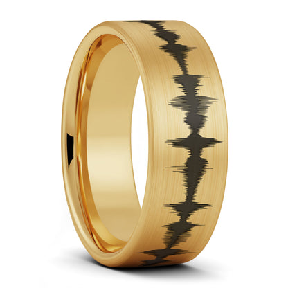 Custom Soundwave Brushed Tungsten Women's Ring
