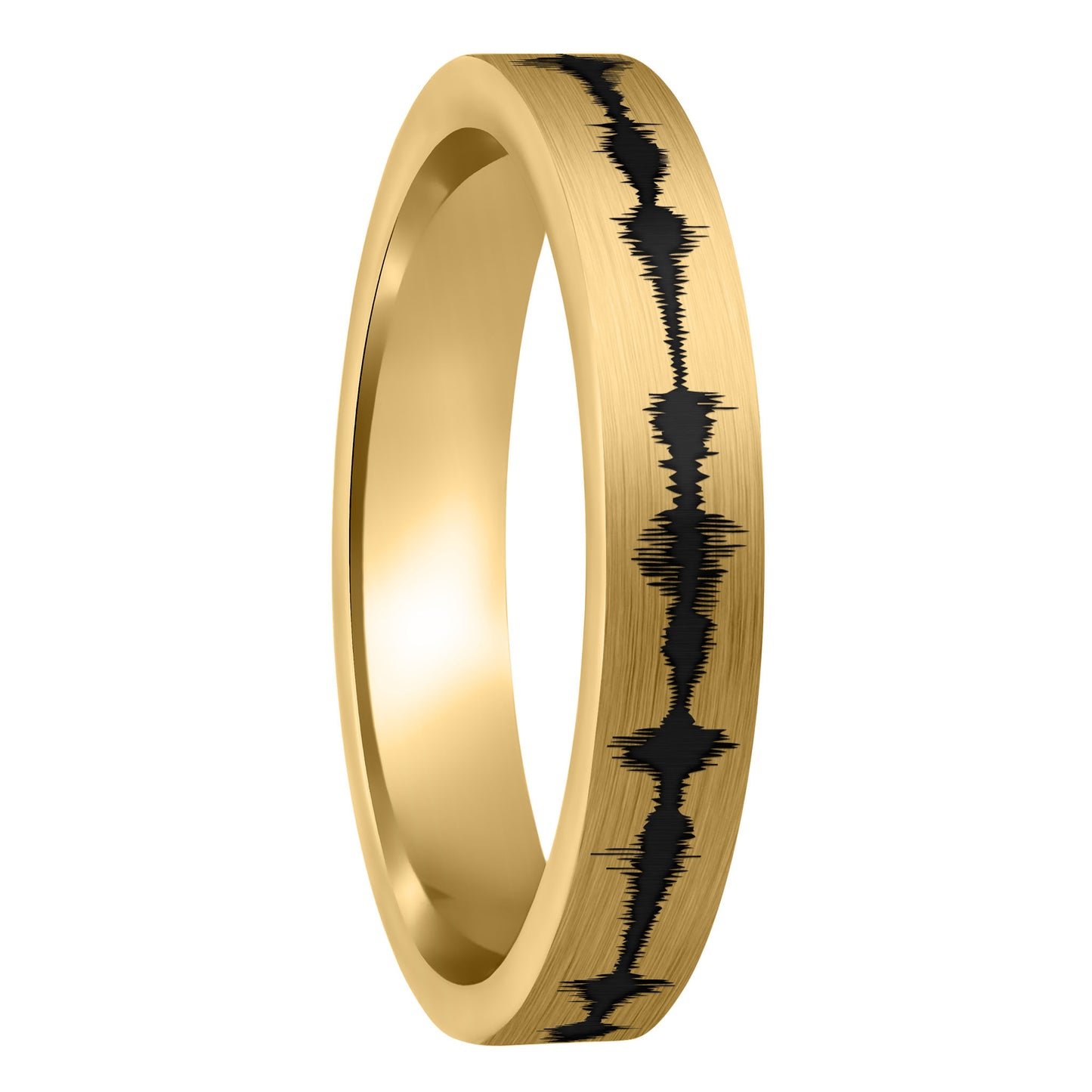 Custom Soundwave Brushed Gold Tungsten Women's Ring