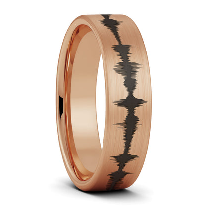 Custom Soundwave Brushed Tungsten Women's Ring