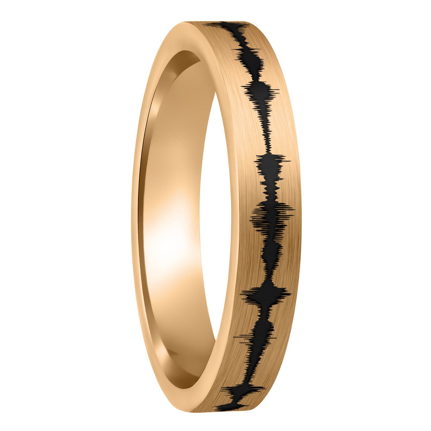 Custom Soundwave Brushed Rose Gold Tungsten Women's Ring