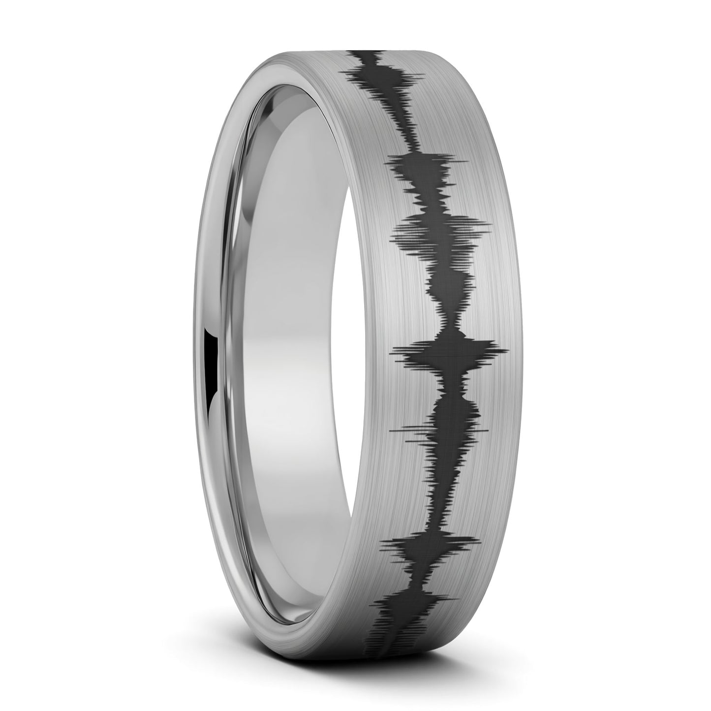Custom Soundwave Brushed Tungsten Women's Ring