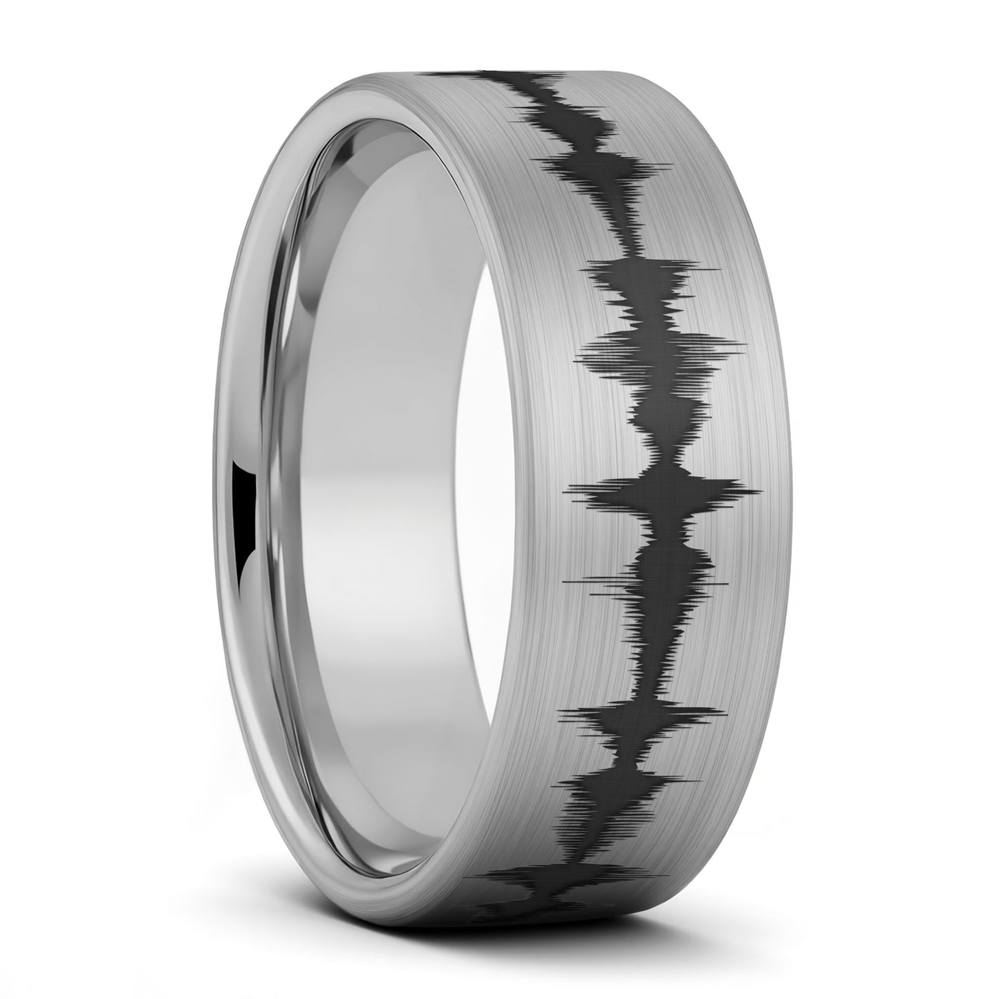 Custom Soundwave Brushed Tungsten Women's Ring