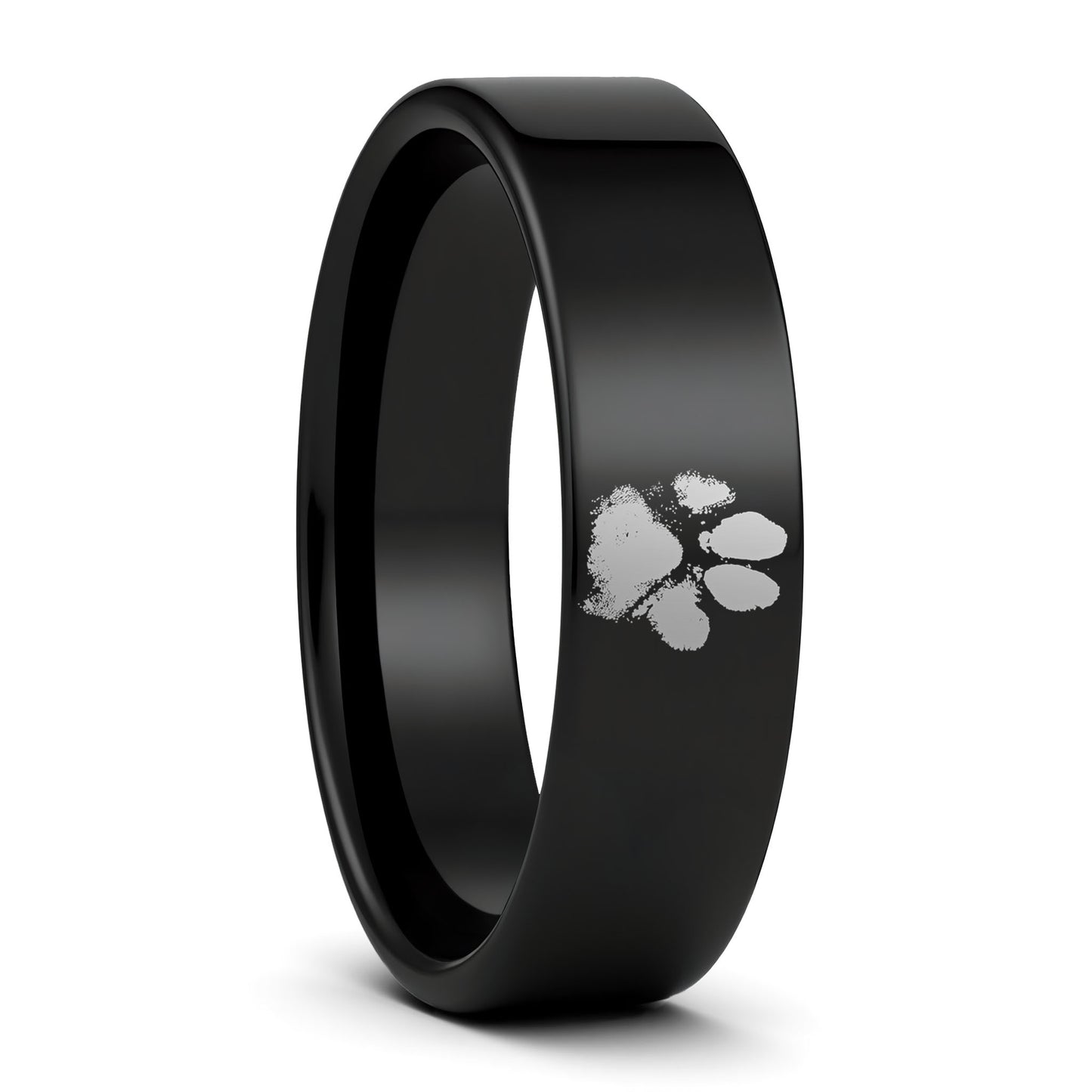 Custom Paw Print Tungsten Men's Ring
