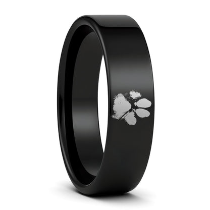 Custom Paw Print Tungsten Men's Ring