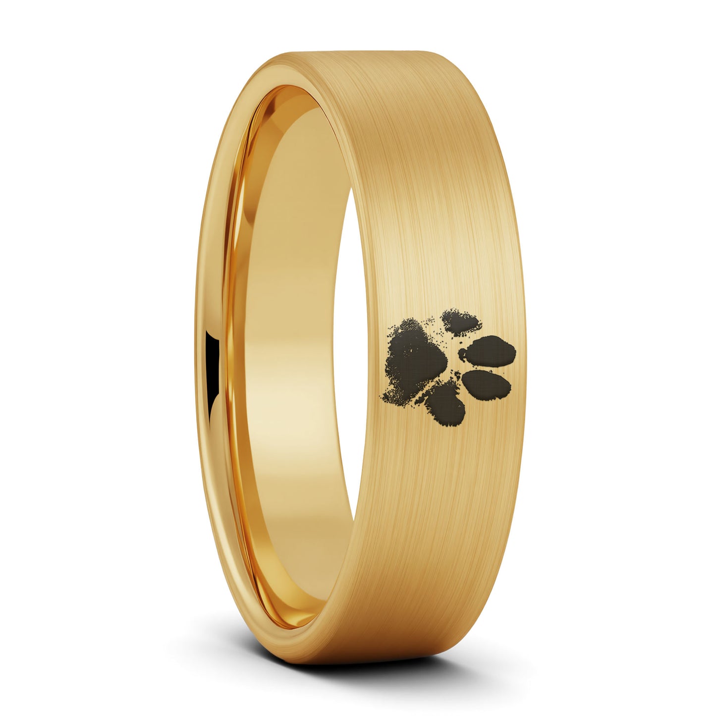 Custom Paw Print Brushed Tungsten Men's Ring