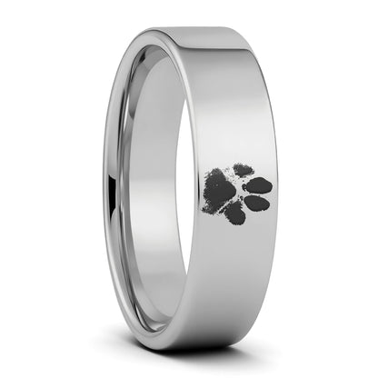 Custom Paw Print Tungsten Men's Ring