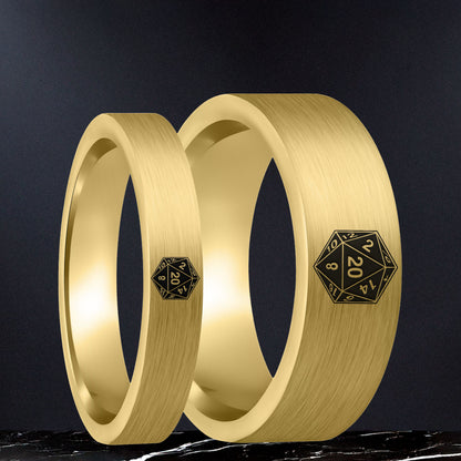 Alliance pour homme en tungstène doré brossé D20